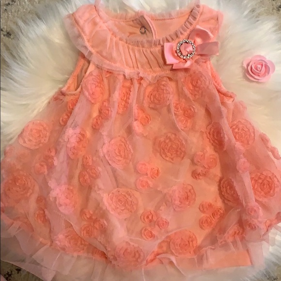 Peach/Pink Summer Baby Girl Dress - Picture 3 of 8